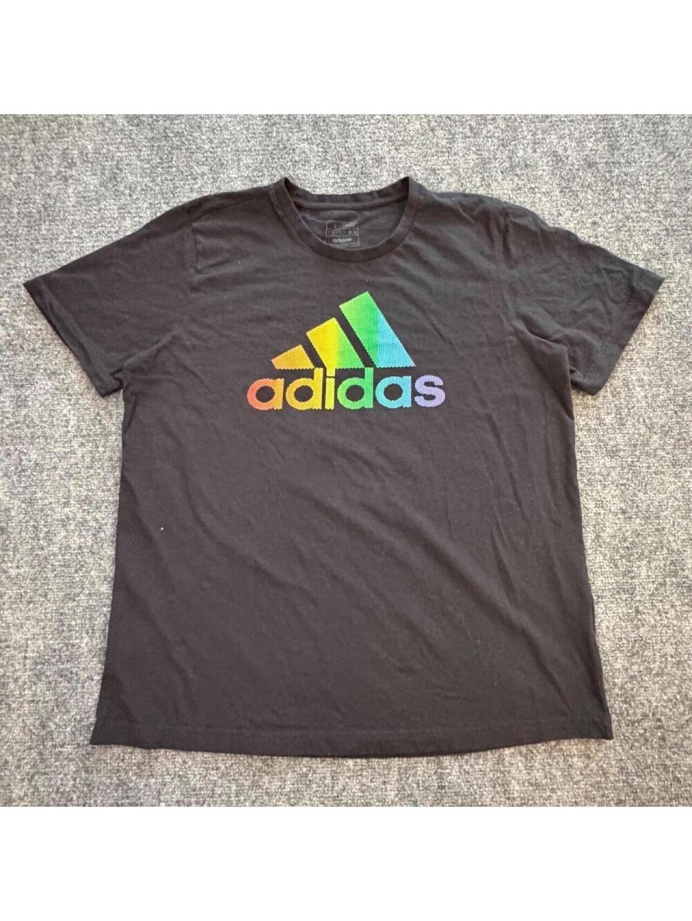 Rainbow adidas tshirt size large